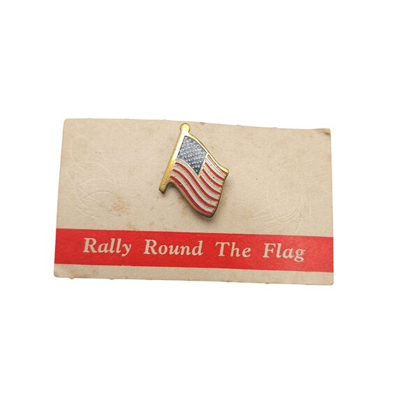 Vintage American Flag Lapel Pin On Original Card - Picture 1 of 4